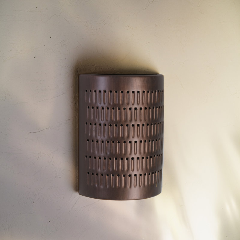 Carely Ceramic Outdoor Wall Light, LED Bulb Included, Rubbed Copper, 13" H x 9.5" W x 5" D