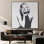Très grand art mural imprimé sur tissu - Diva Hollywood Diva emblématique rétro en noir et blanc, décoration pour salon ou chambre à coucher