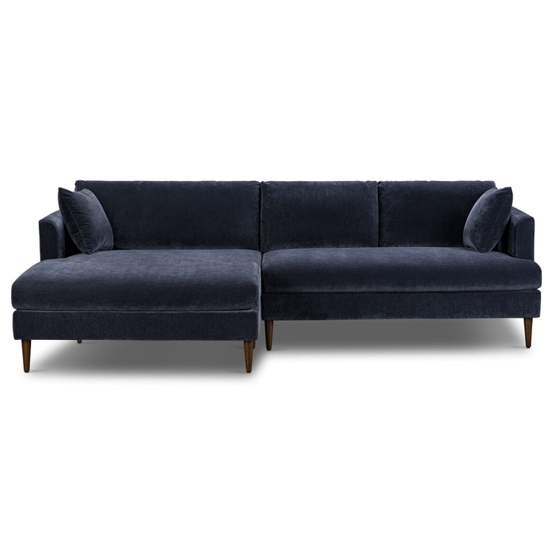 Lucerne 108" Velvet Sectional With Extra-Wide Chaise, Left Hand Facing