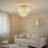 Wf: 5-light 24'' Wide Modern Coastal Aged Bronze Natural Capiz Shell Tiered Flush Mount Vintage Glam Ceiling Light For Living Room Dining Room