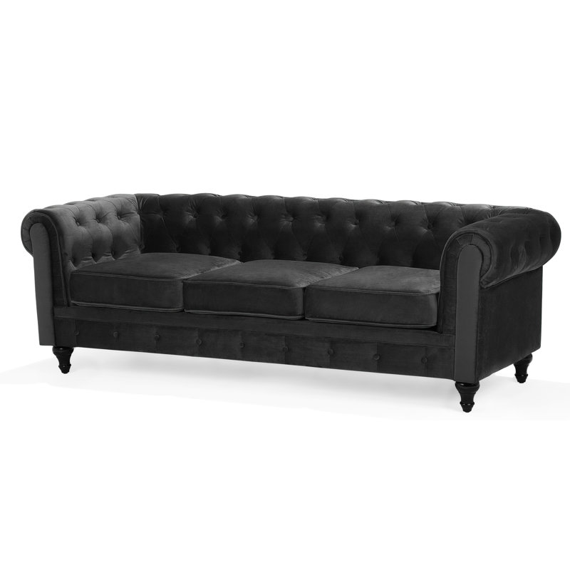 Streeter 3 Seater Velvet Sofa, Black