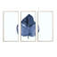 «Blue Leaf Watercolor on White», reproduction sur toile flottante 3 pièces-527406845-527406847