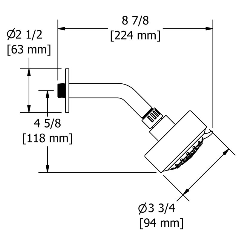 Pomme de douche à 3 fonctions avec accoudoirs 4 po Riobel, Nickel brossé