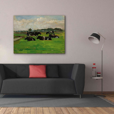 «Paysage avec un groupe de cinq vaches, 1901» par Piet Mondrian, estampe numérique sur toile