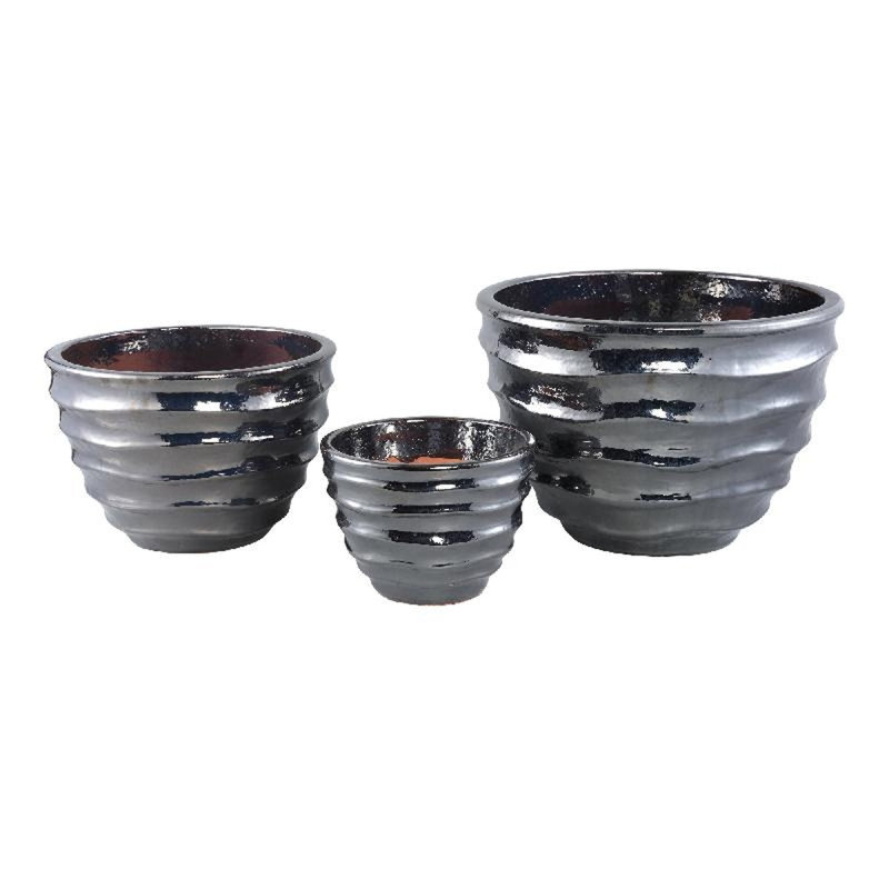 Chernev Ceramic Pot Planter, Silver