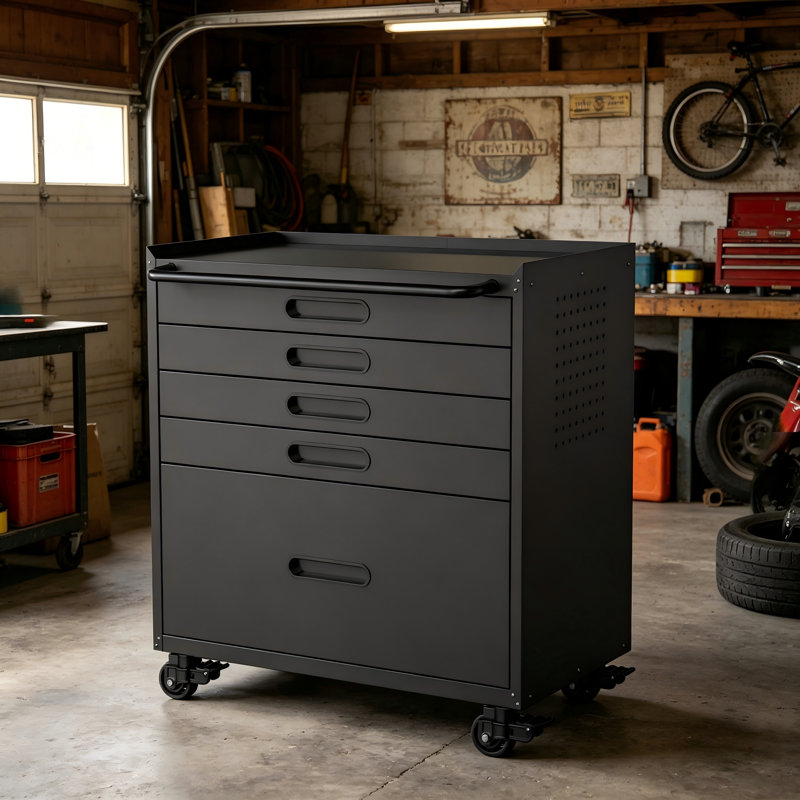 Fully Drawer-Style Mobile Tool Cabinet: Constructed From Thickened Steel For Exceptional Sturdiness And Durability—Ideal For Organizing And Sorting Parts In Workshops And Garages.