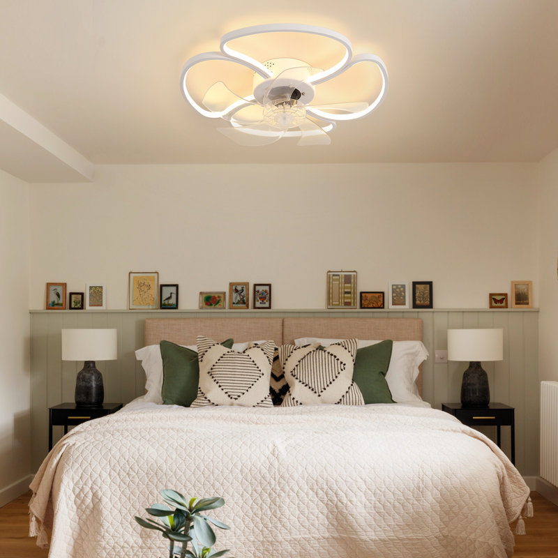 Firebaugh 19.69'' Modern Indoor 5- Blade Dimmable LED Ceiling Fan With Remote Control and APP, White