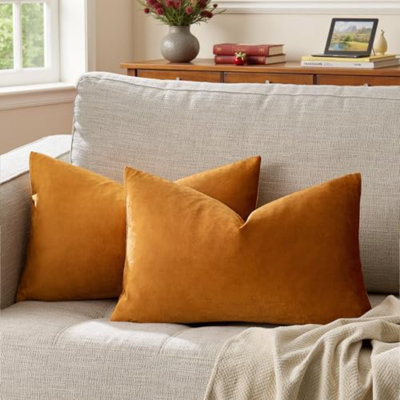 Orange Pillow Covers 12x20 Decorative Pillows Pack of 2