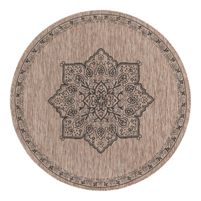 Cracraft Oriental Black/Beige Indoor/Outdoor Area Rug