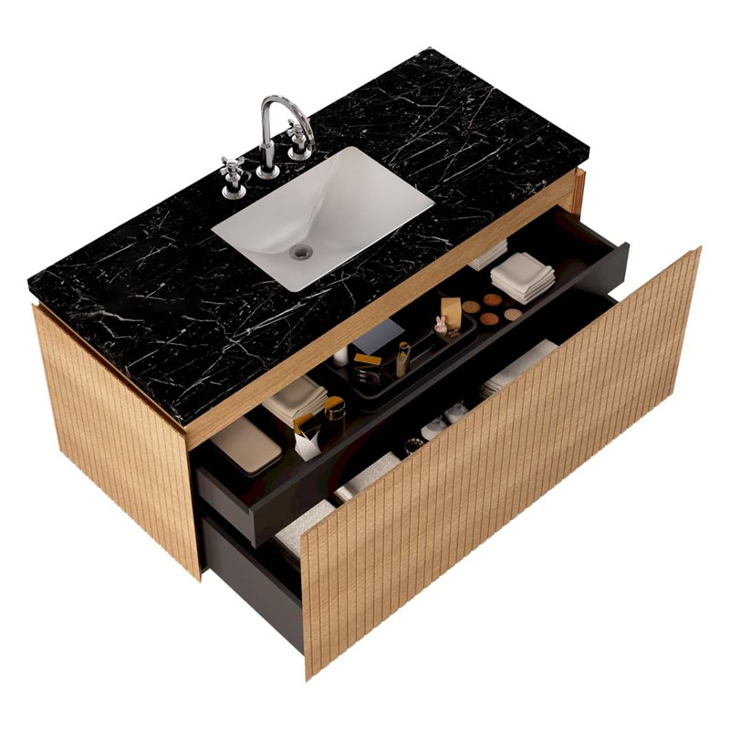Melrose Single Vanity, White Ash, 48", Black