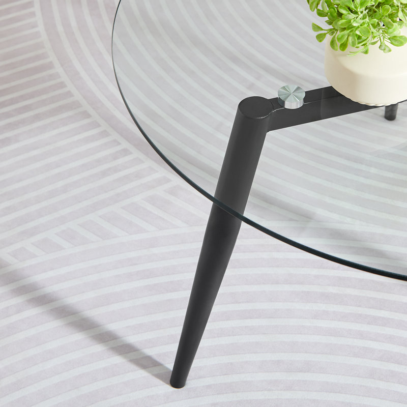 Joilyn Glass Top Single Coffee Table, Black