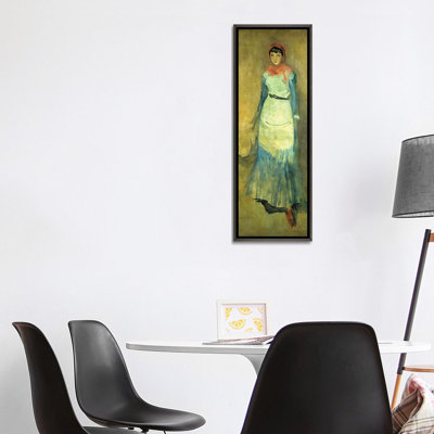 «Harmony in Coral and Blue Miss Finch», reproduction d'art sur toile encadrée