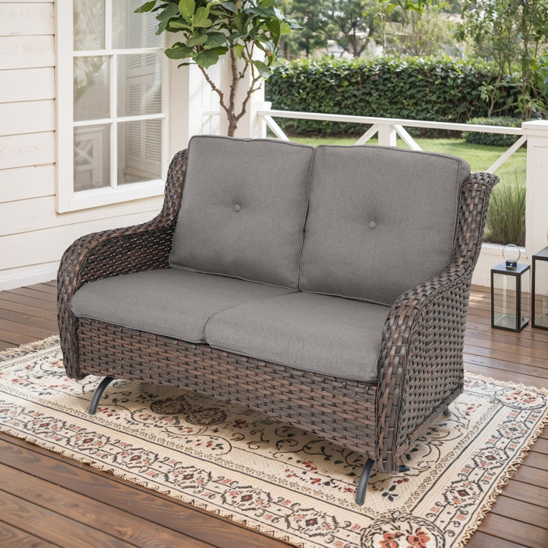 Schutt 51.18'' Wide Straight Loveseat with Cushions, Brown, Gray