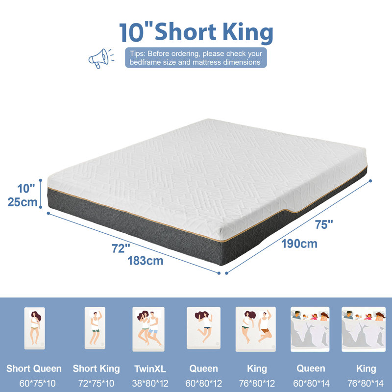 Memory Foam Mattress In A Box With Comfort Foam For Pressure Relief & Body Support & Cool Night Sleep,Green Tea Gel Infused Foam Mattress