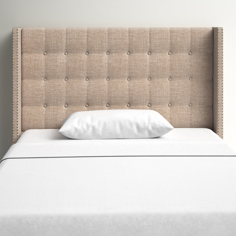 Wallace Upholstered Headboard, Full, Heathered Beige Linen