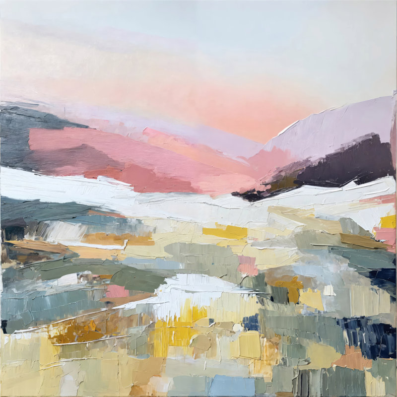 Abstrait-paysage-37, estampe numérique sur toile tendue avec châssis, H 15 po x l 15 po
