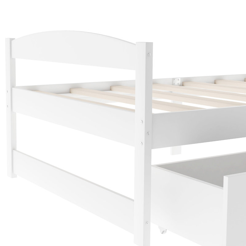 Lit plateforme simple avec deux tiroirs, Blanc
