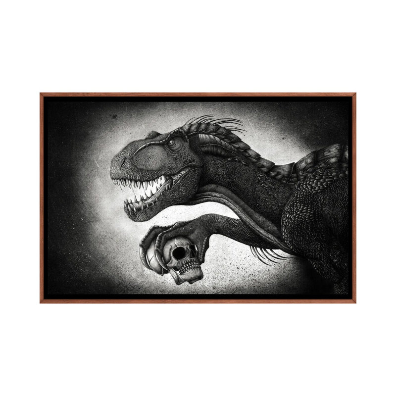 Indoraptor Dinosaur Grasping A Skull With Its Talon by Aram Papazyan - Print on Canvas