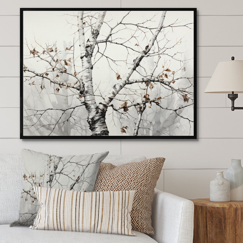 Monochrome Tree Whispers Of Grey And White II - Floral Canvas Art Print66, Noir, H 24 po x l 32 po x P 1 po