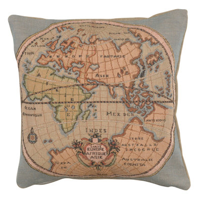 Maps Cotton Blend Pillow Cover