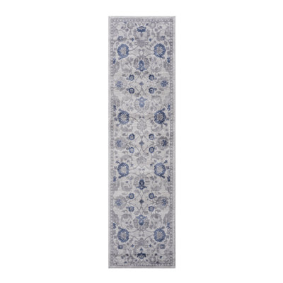 NAAR MARFI Collection 2X8 Blue / Silver / Oriental Runner Rug