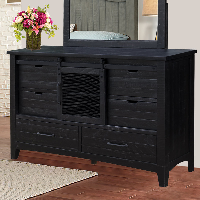 Epes Six Drawer Dresser, Black