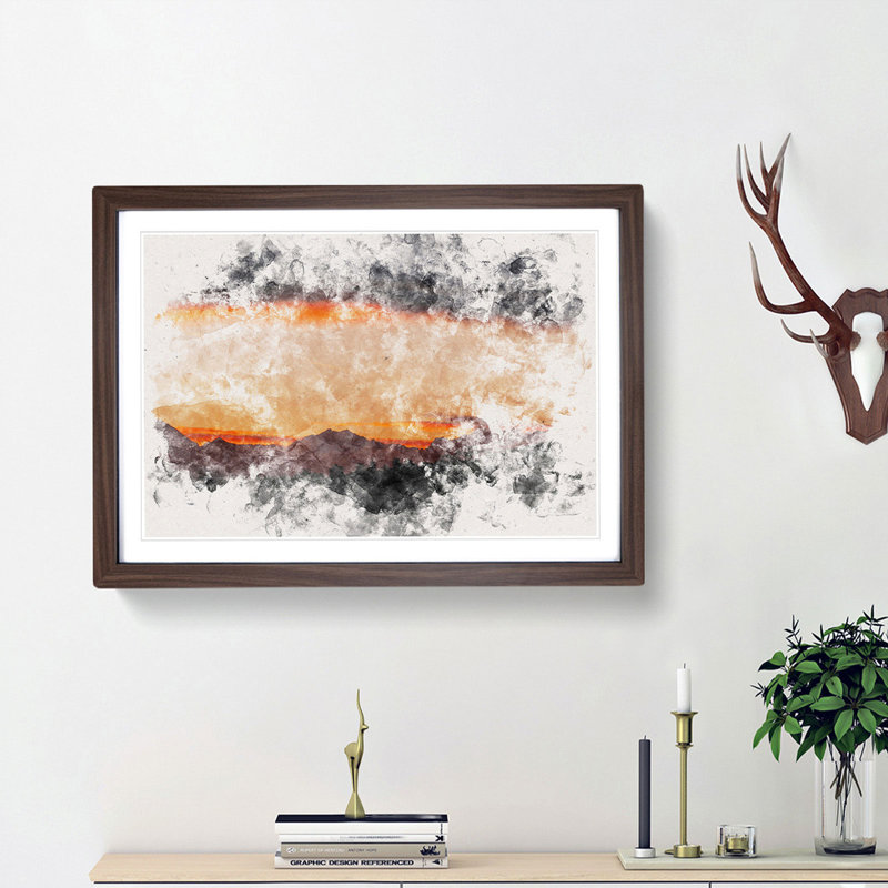 Mountains Beneath the Clouds - Framed Print, 62cm H x 87cm W x 2cm D, Walnut Framed
