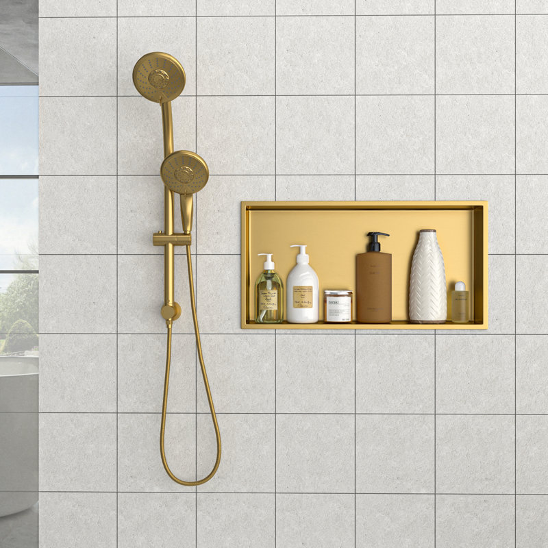 25" X 13" Stainless Steel Shower Niche, Gold