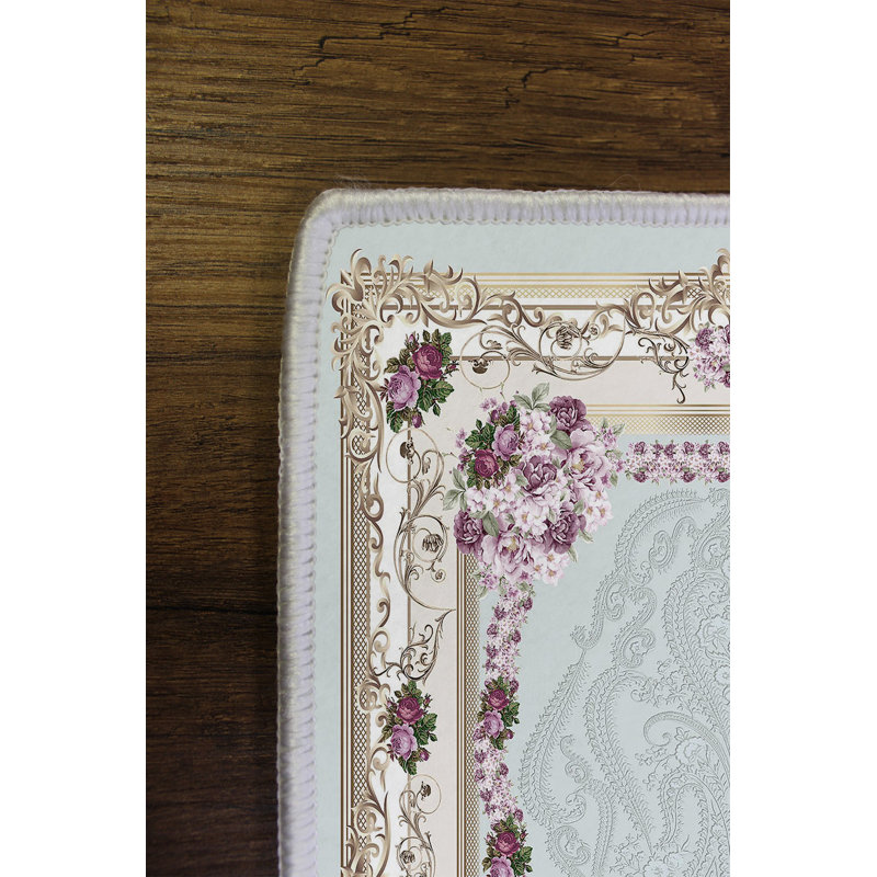 Tapis bleu clair de qualité supérieure, 5,2 x 7,5 pieds | 100% polyester, 650 g / m² | Hauteur de poils de 4 mm, impression numérique, antibactérienne et écologique | Dessous en PVC antidérapant, lavable à la machine pour un entretien facile