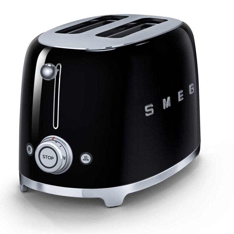 SMEG 50's Retro Style Aesthetic 2 Slice Toaster, Black