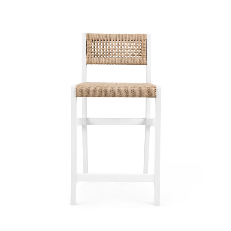 Eva Stool with Solid Wood Frame, Eggshell White