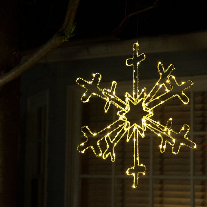 Grande décoration flocon de neige avec lumières DEL bleues et blanches, H 18 po x l 15 po x P 15 po, Blanc chaud