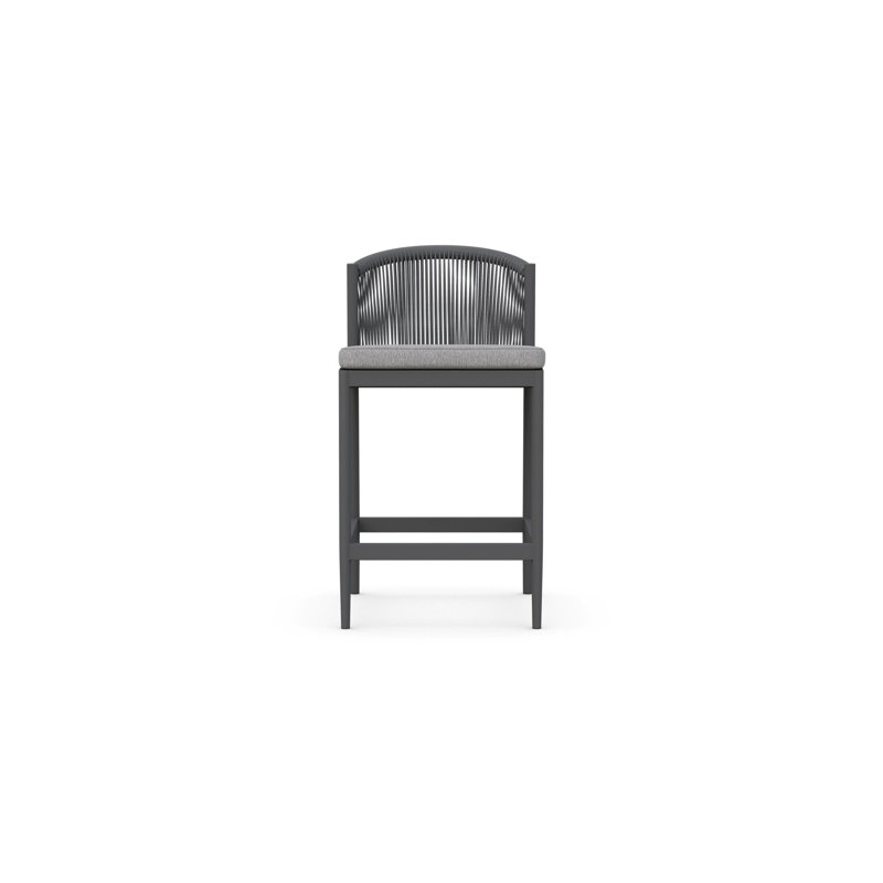 Catalina Patio Bar Stool with Cushion, Charcoal, 28.54" H