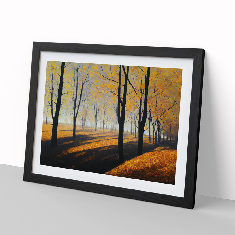 XH1022-9405X Unforgettable Autumn Forest - Single Picture Frame Painting, 46cm H x 64cm W x 2cm D, Black