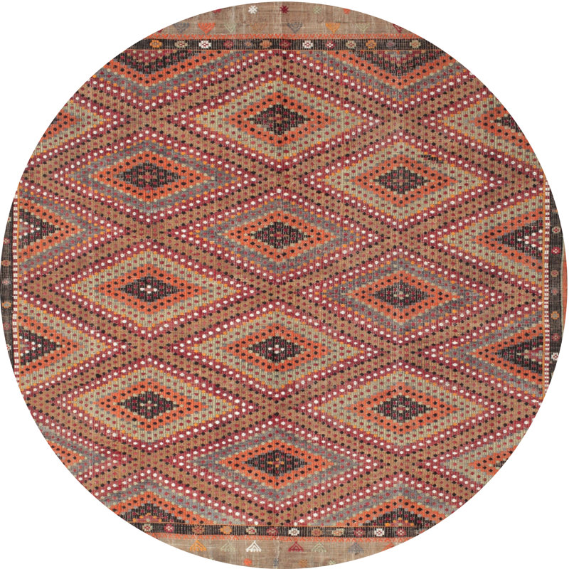 Tapis contemporain rouge / brun, Rond 4 pi