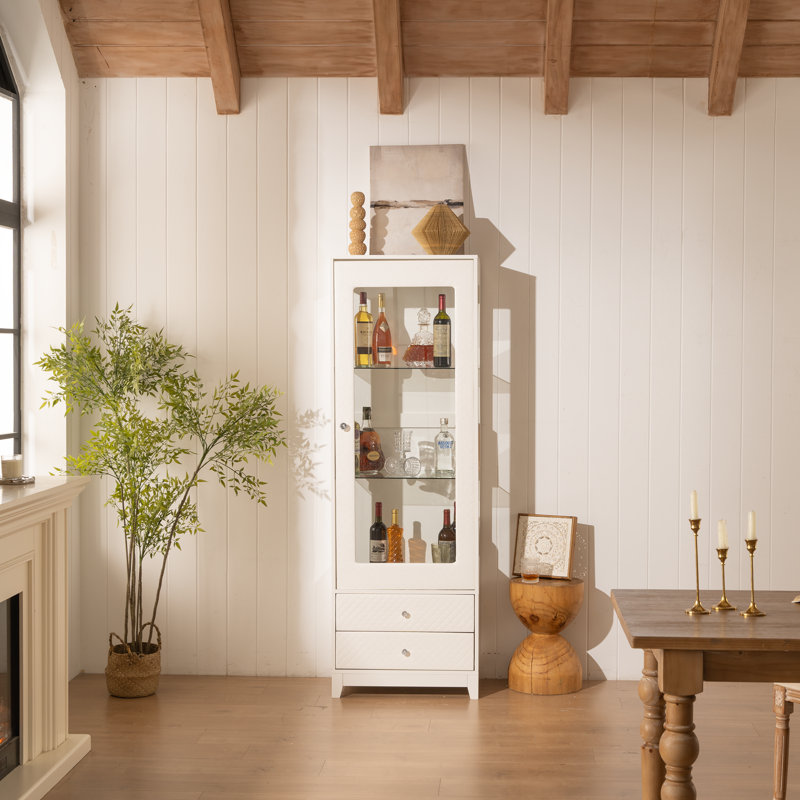 Vitrine de 71 po de hauteur avec porte en verre rembourrée simple, armoire à vin, armoire à vin avec plafonnier à DEL réglable de 5 couleurs pour le salon, la maison, le bar, le studio ou l'espace de travail
