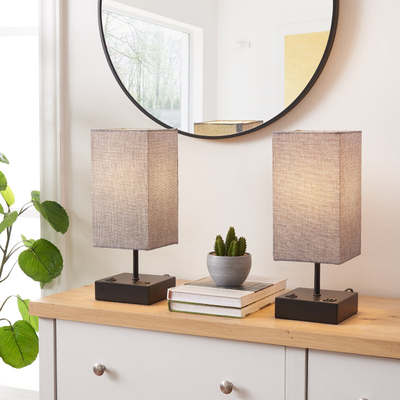 Niav Metal Table Lamp Set with USB (Set of 2)