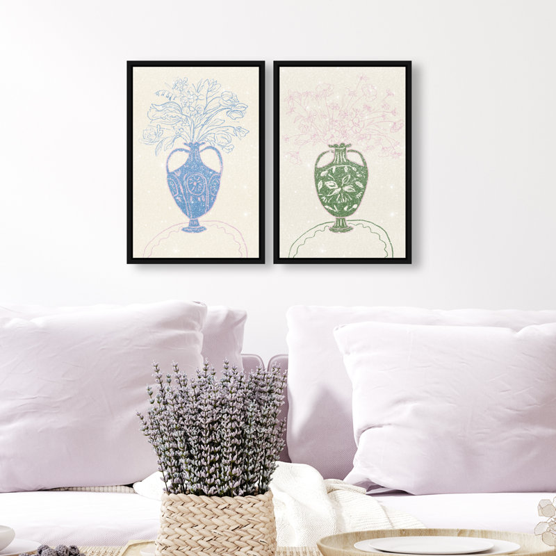 Flower Sutdio Set Set by Oliver Gal, Black Floater Frame, 11"H x 16"W