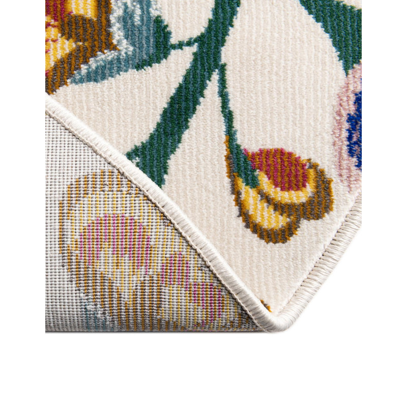 Tapis ivoire à motif floral Daignault, Ovale 3 pi 3 po x 5 pi 3 po