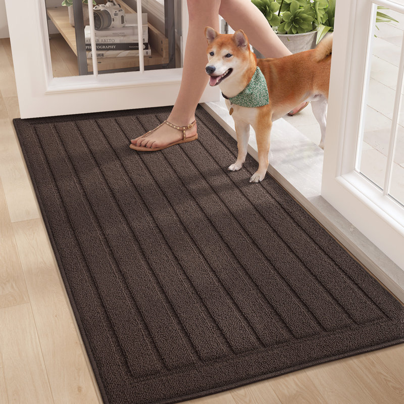 Taeshaun Non-Slip Striped Indoor Doormat, 36" W x 60" L, Brown