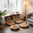 Rustic Round Wood-slice Floor Pillow Set