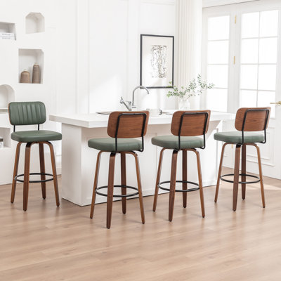 Swivel Upholstered and Faux Leather Bar Stool