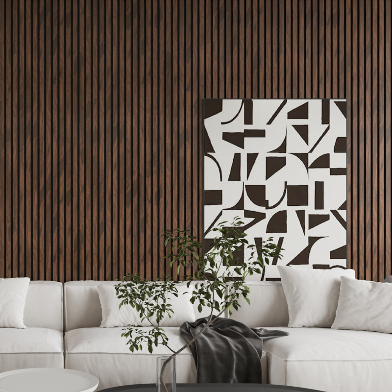 2PC x 106" x 20.5" 3D Acoustic Wood Slat Wall Panels, Decorative Soundproof  Panels for  Ceiling and Wall, Tan
