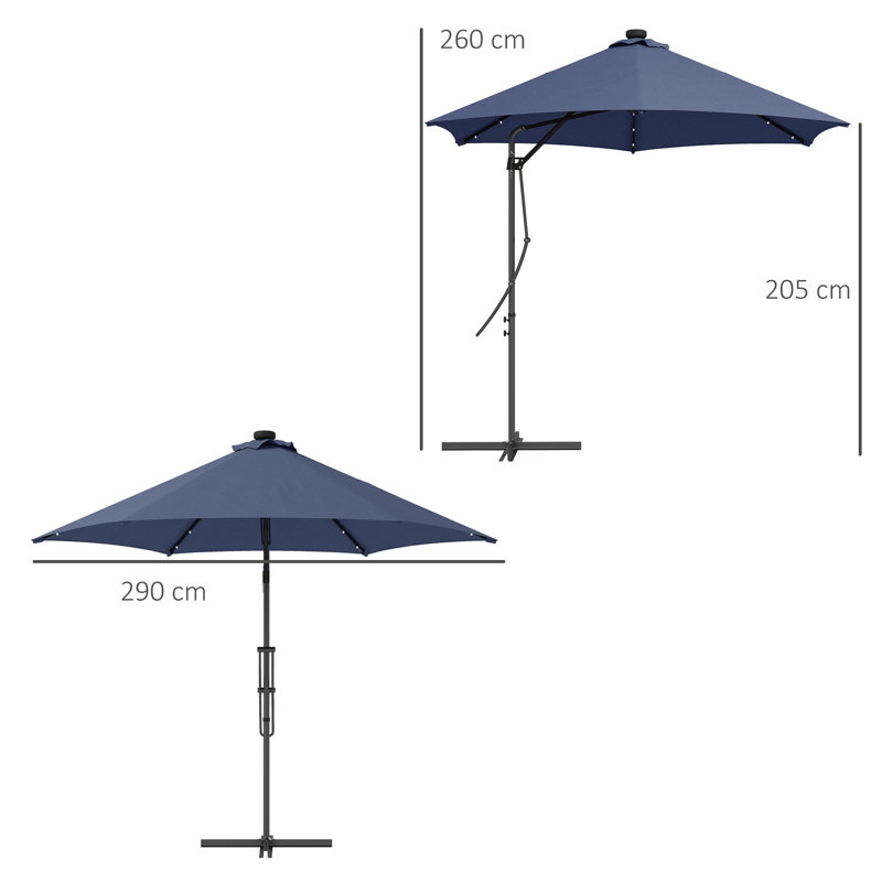 130cm Lighted Market Parasol, Blue
