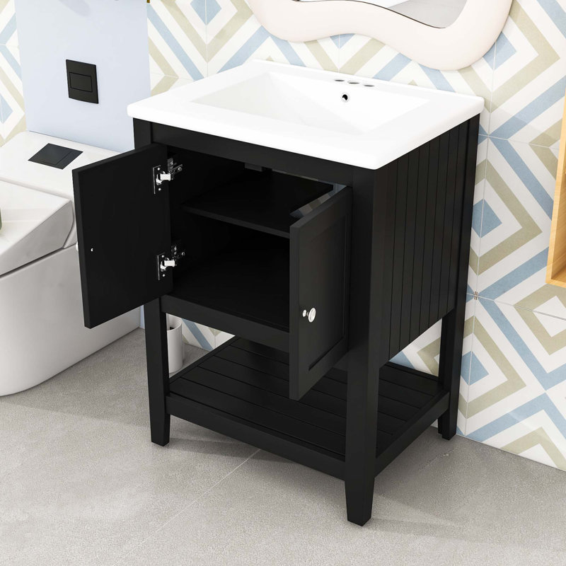 Bathroom Vanity Ceramic Sink with Shelf
