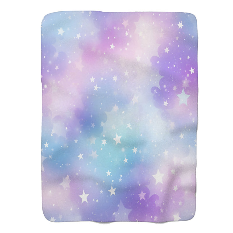 Pastel Space Motifs - Couverture Sherpa de qualité supérieure 1 pièce, Lit simple