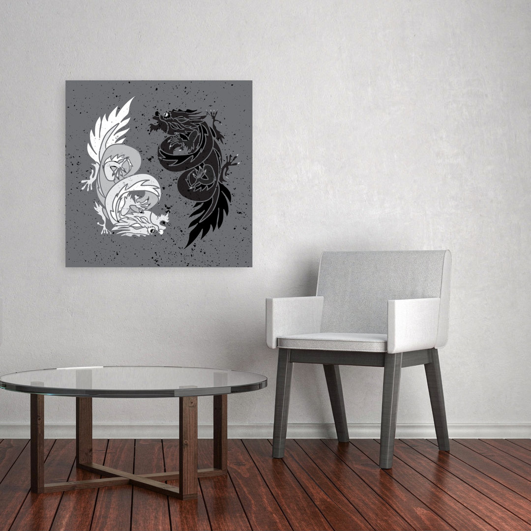 Yin Yang Dragons Contemporary Wall Art Print