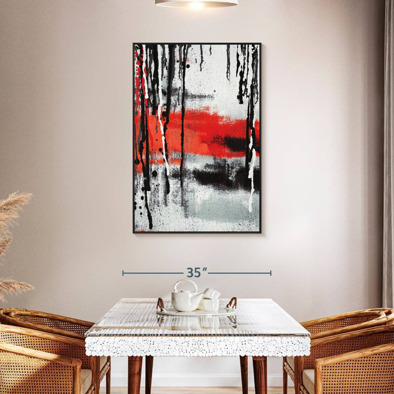 Goutte de peinture Warrick, 31 po x 46 po, Cadre flottant noir
