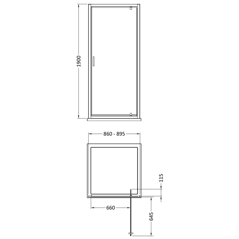 Rene 1900 x 900mm Pivot Shower Door, Matt Black