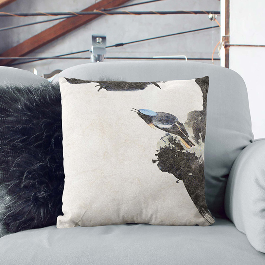 Bird on a Rock by Shibata Zeshin Cushion with Filling